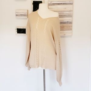 Cozy Casual open knit wool blend sweater Sz M/L
